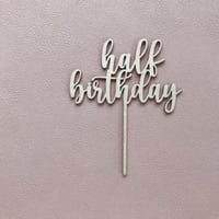 Cake Topper [ half birthday ] / Hippo + Birds OLIGINAL    [ケーキトッパー　誕生日　木製　ハーフバースデー]