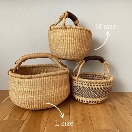 Market Basket [ Plain / Beige ] M/L size / Hippo + Birds [ おむつ収納 ベビー 小物収納 ブルキナバスケット ]