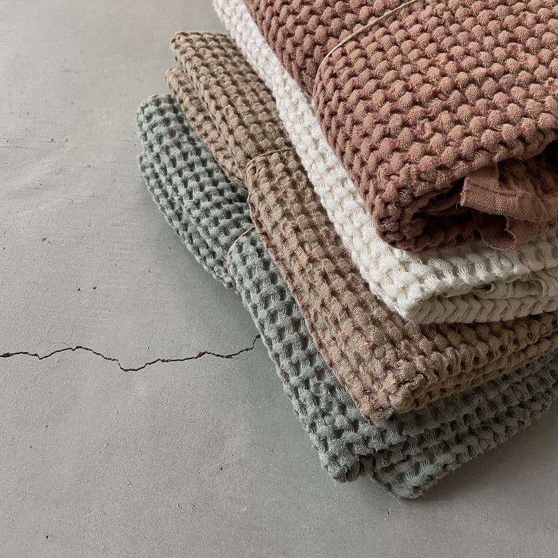 Cotton-Linen Waffle Blanket / MALLINO [マリノ コット...