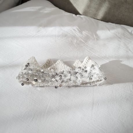 Knitted Crown [ silver sequin ] / Dasha Petrenko [ニットクラウン ハーフバースデー  バースデー ニューボーンフォト]