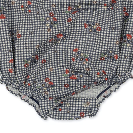 Bibi Rompers [ Blossom Check ] / konges sloejd    [コンゲススロイド ロンパース ベビー服 ]