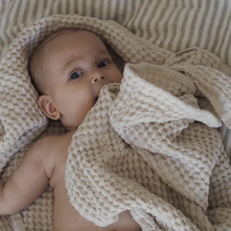Cotton-Linen Waffle Blanket / MALLINO  [マリノ コットンリネン ブランケット ワッフル おくるみ 出産祝い 赤ちゃん 出産準備]