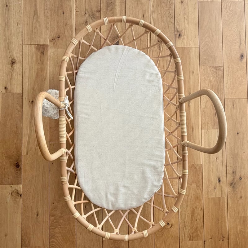 Rattan Baby Basket with Pompom / Hippo + Birds