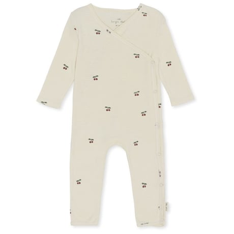 Newborn Onesie GOTS [ Cherry ] / Konges sloejd     [ コンゲススロイド   新生児 ロンパース チェリー 前合わせ 肌着 出産準備]