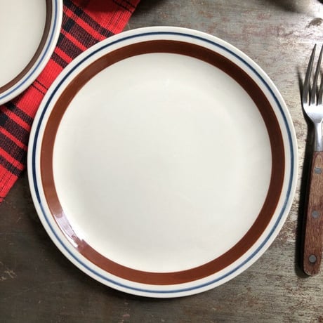 ROYAL STONE　ロイヤルストーン プレート／中皿　ブラウンライン　23.4cm　STONEWARE（ほぼ未使用）