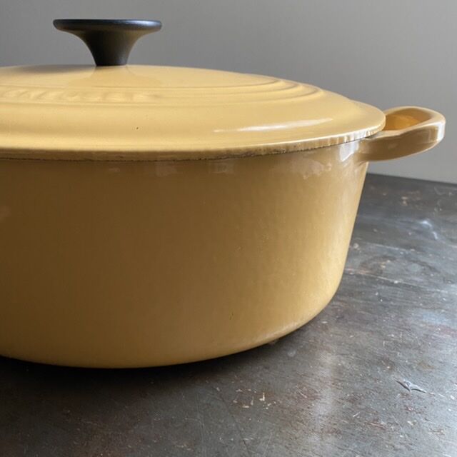 Le Creuset ル・クルーゼ ヴィンテージ 鋳物ホーロー鍋 イエロー ...