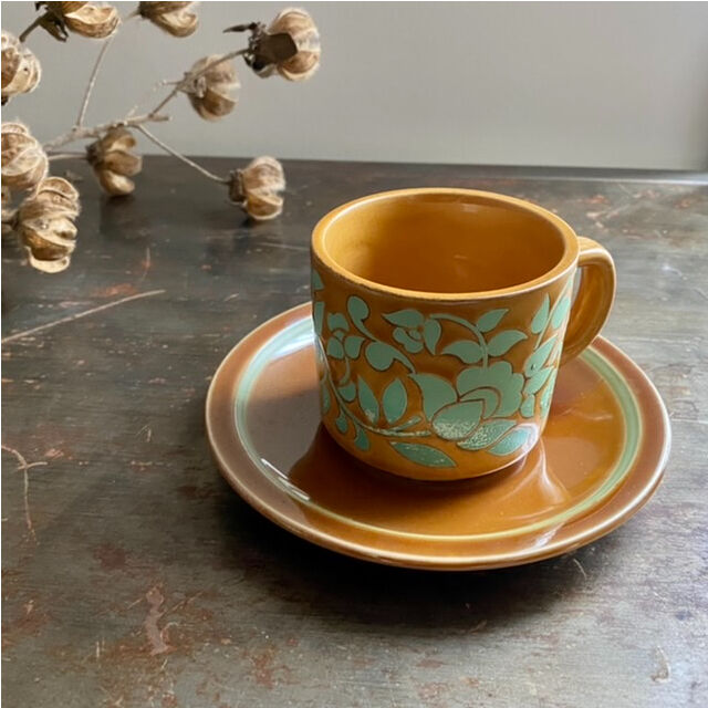 昭和レトロ カップ&ソーサー STONEWARE 1707-6(未使用長期保管 昭和レトロ カップ&ソーサー STONEWARE 1707-6(未使用長期保管