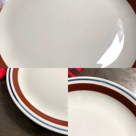 ROYAL STONE　ロイヤルストーン プレート／中皿　ブラウンライン　23.4cm　STONEWARE（ほぼ未使用）