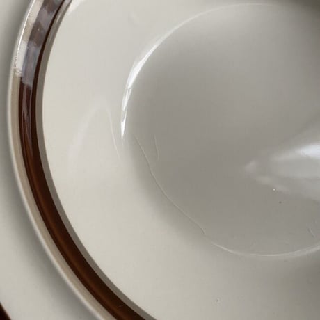 Charcoal River　スープボウル／深皿　ブラウンライン　23.5cm　STONEWARE　TAB1707-1（未使用長期保管品）