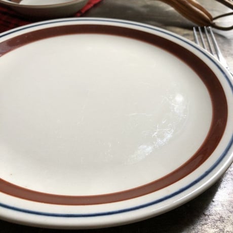 ROYAL STONE　ロイヤルストーン プレート／中皿　ブラウンライン　23.4cm　STONEWARE（使用感あり）