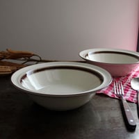 Charcoal River　スープボウル／深皿　ブラウンライン　23.5cm　STONEWARE　TAB1707-1（未使用長期保管品）
