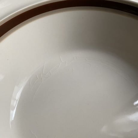 Charcoal River　スープボウル／深皿　ブラウンライン　23.5cm　STONEWARE　TAB1707-1（未使用長期保管品）