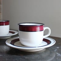 ヤマト White&Wine　カップ＆ソーサー　ワインレッドライン　STONEWARE（未使用長期保管品）