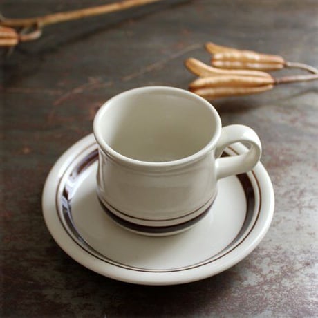 APOLLO STONE　カップ＆ソーサー ブラウンライン　STONEWARE（未使用長期保管品）