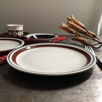 ROYAL STONE　ロイヤルストーン プレート／中皿　ブラウンライン　23.4cm　STONEWARE（使用感あり）
