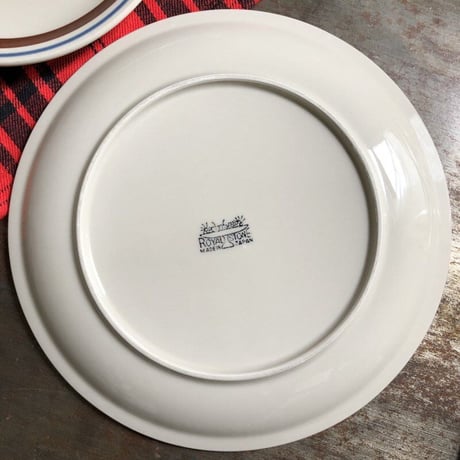 ROYAL STONE　ロイヤルストーン プレート／中皿　ブラウンライン　23.4cm　STONEWARE（ほぼ未使用）