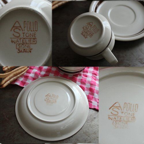 APOLLO STONE カップ＆ソーサー ブラウンライン STONEWARE（未