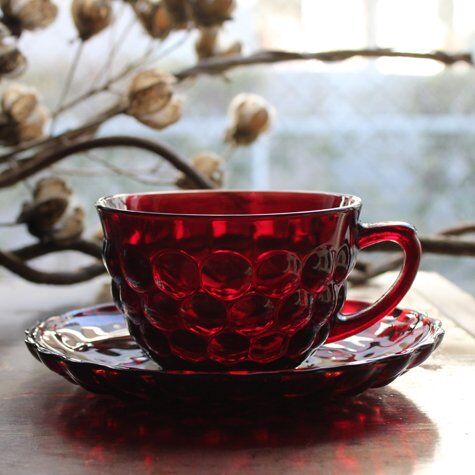 アンカーホッキング バブル ロイヤルルビー カップ＆ソーサー（Fire