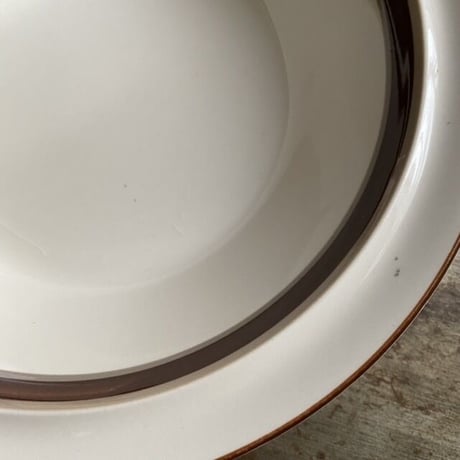 Charcoal River　スープボウル／深皿　ブラウンライン　23.5cm　STONEWARE　TAB1707-1（未使用長期保管品）