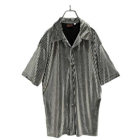 90s silver fabric S/S velours shirt