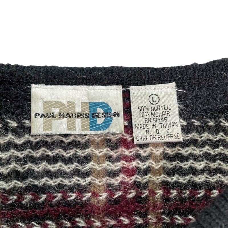 90s PAUL HARRIS DESIGN Mohair/Acrylic check kni 90s PAUL HARRIS DESIGN Mohair/Acrylic check kni