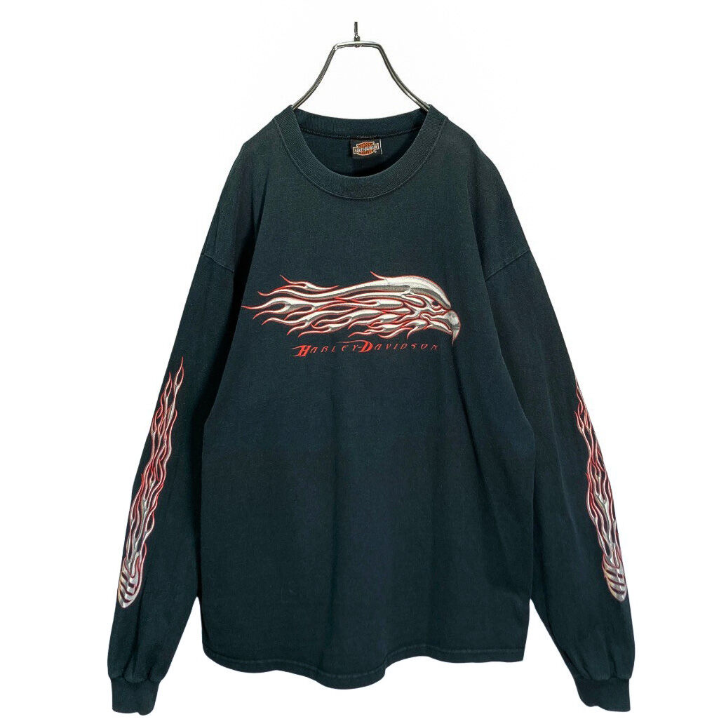 90s HARLEY-DAVIDSON Fire pattern L/S print Tee 90s HARLEY-DAVIDSON Fire pattern L/S print Tee