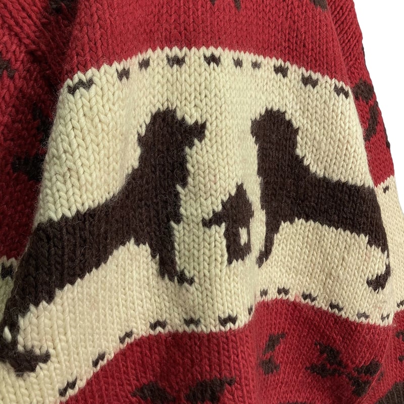 90-00s FIRST DOWN zip-up cowichan knit cardigan