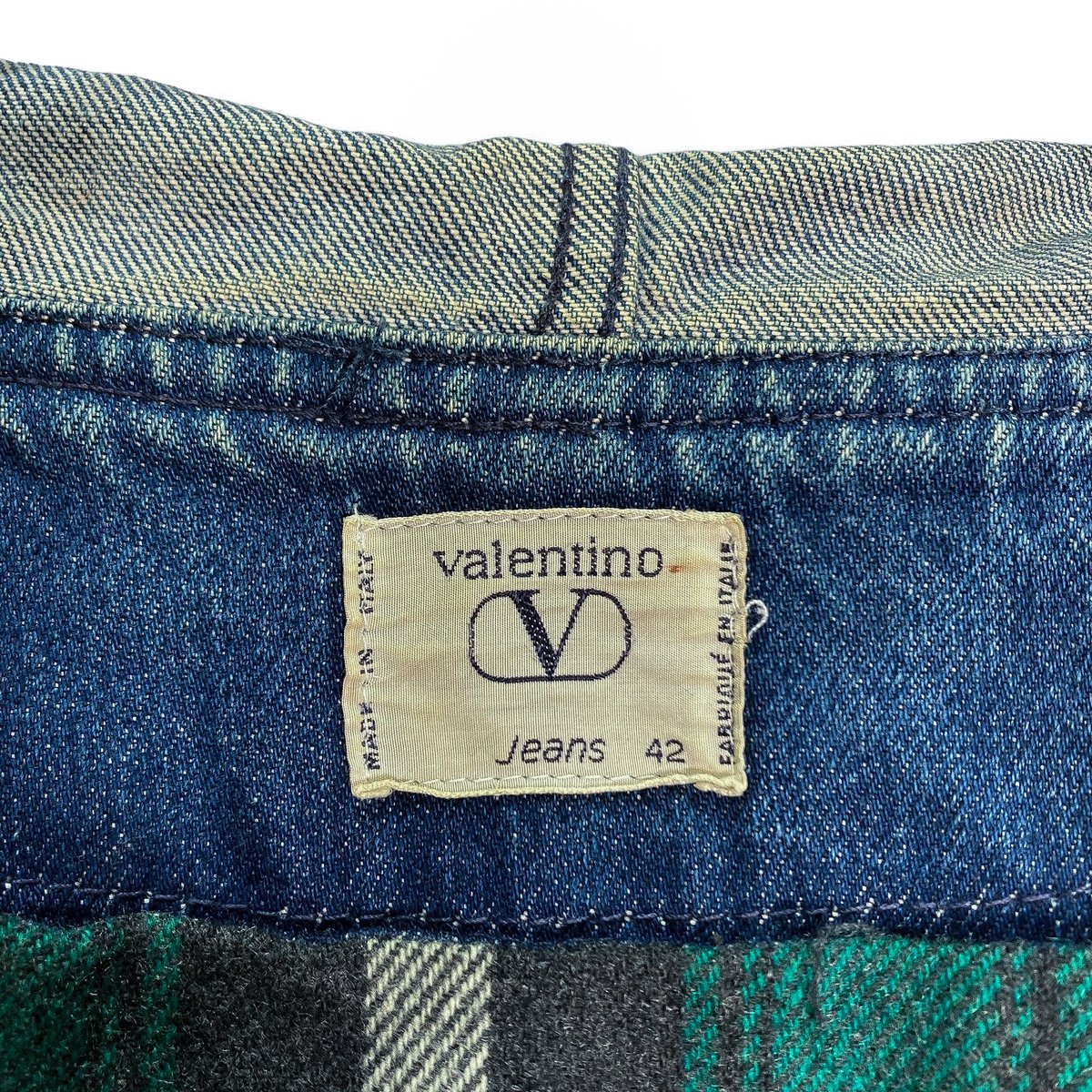 90s Valentino Jeans check lining denim duffle c