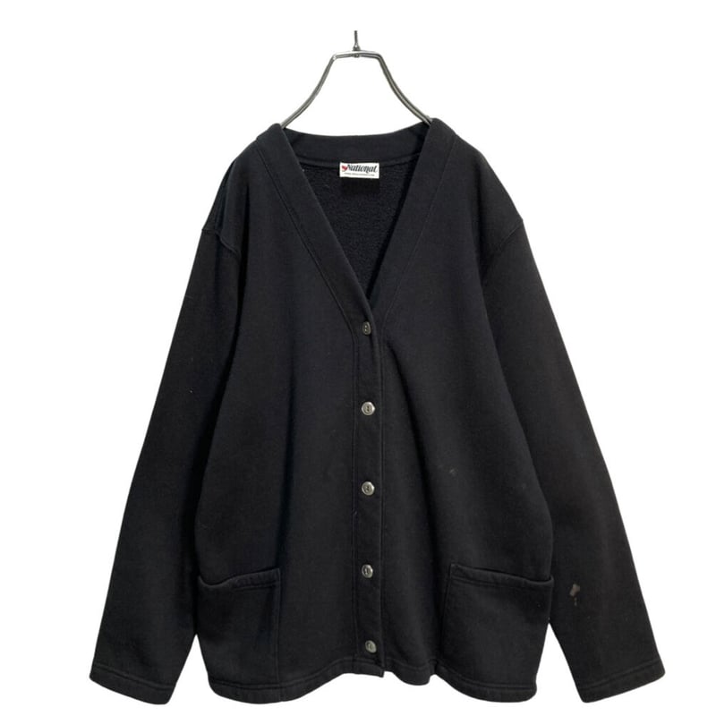 90s-00s black sweat cardigan | 無無