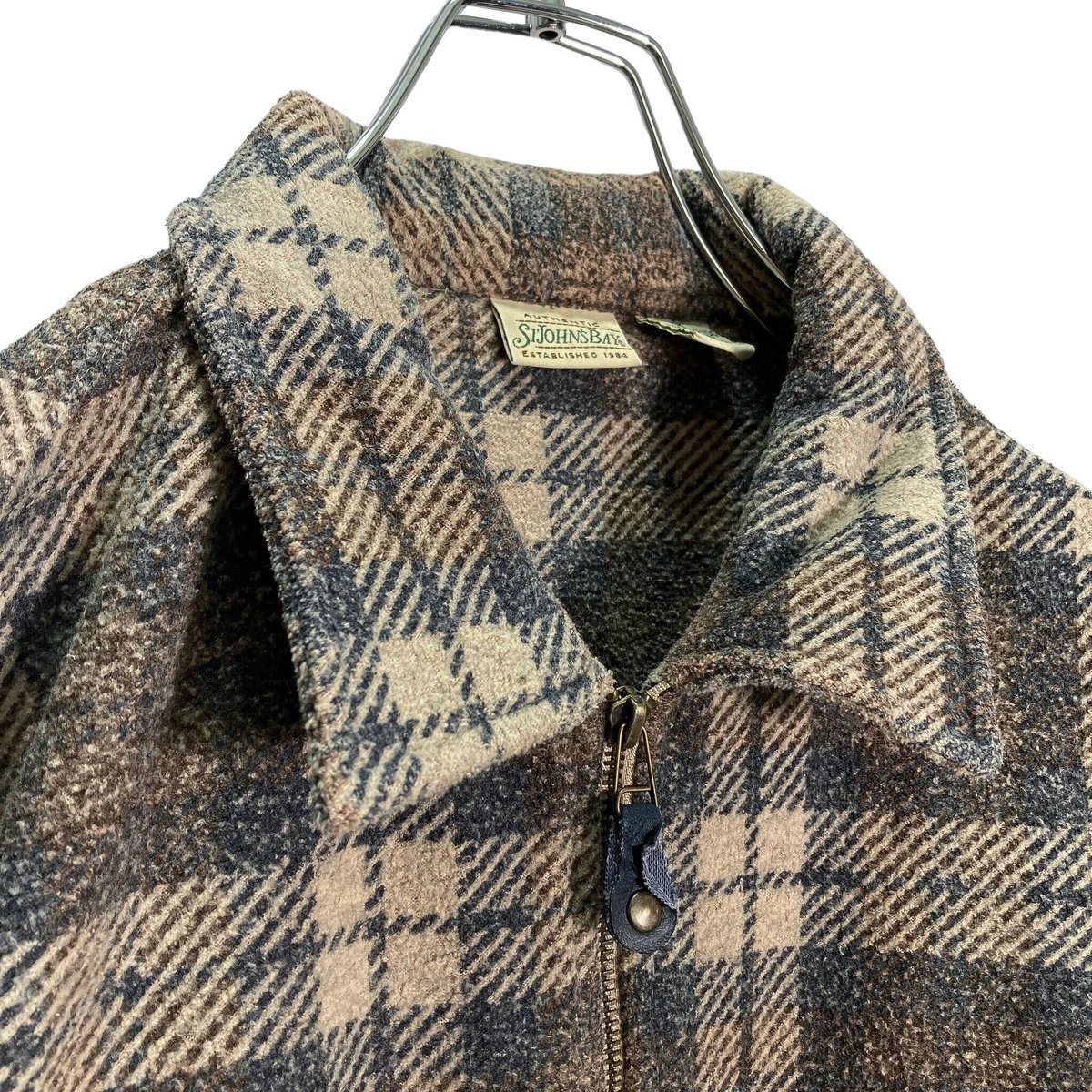 90s ST.JOHN'S BAY L/S half zip check nel shirt 90s ST.JOHN'S BAY L/S half zip check nel shirt