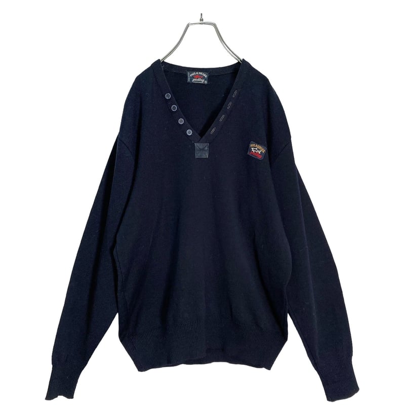 90s PAUL & SHARK L/S logo design knit sweater | 無無