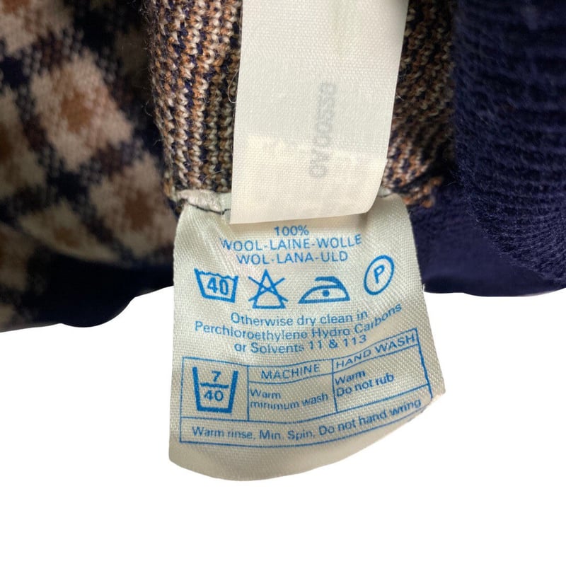 80s Aquascutum club check pure wool cardigan | 無無