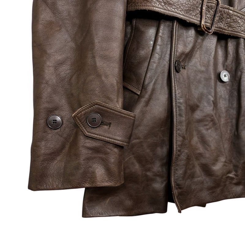 90s French agnes b. HOMME calf leather brown co