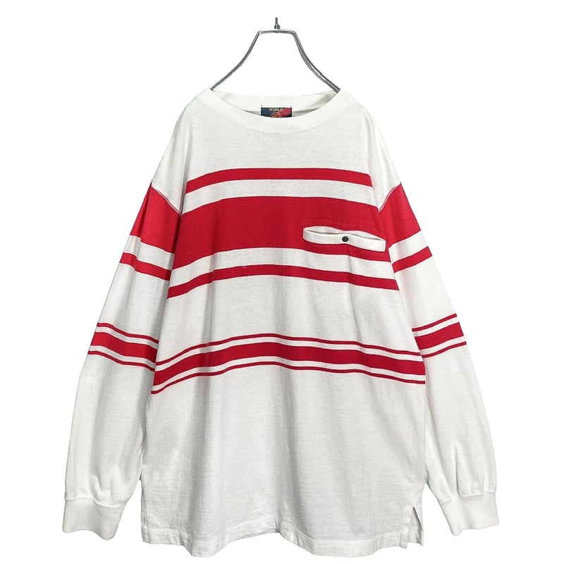 90s WORLD ISLAND L/S border design T-SHIRT | 無無