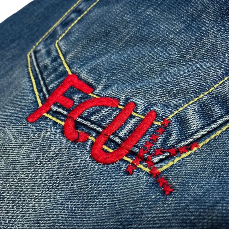 90-00s fuck jeans embroidered denim pants | 無無