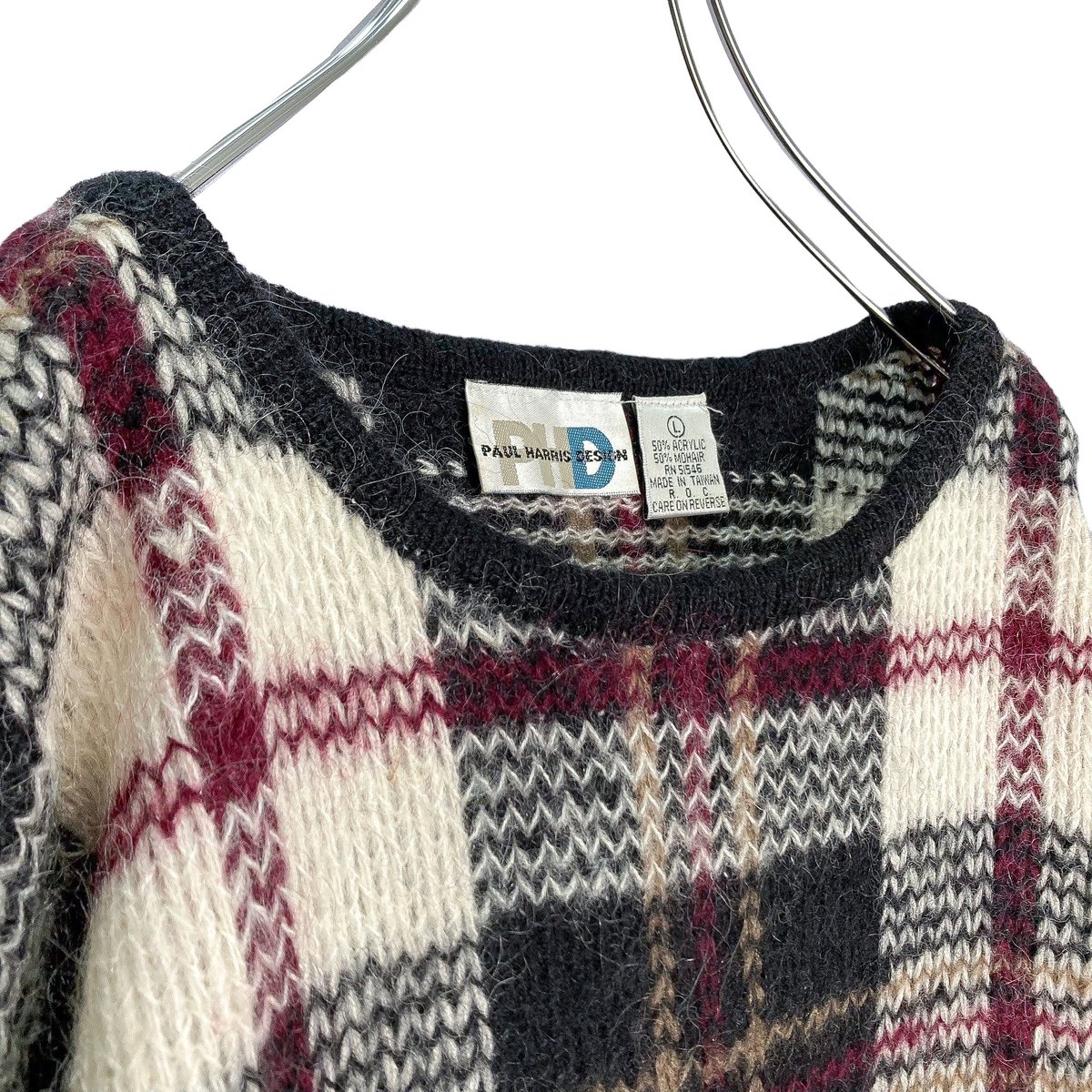 90s PAUL HARRIS DESIGN Mohair/Acrylic check kni