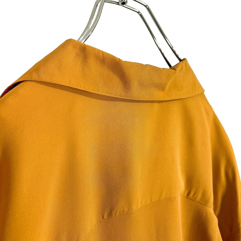 90s Vintage シルク テンセル L/S シャツ 燻み ドレープ 光沢 90s Vintage シルク100% L/S シャツ マスタード 燻み 光沢