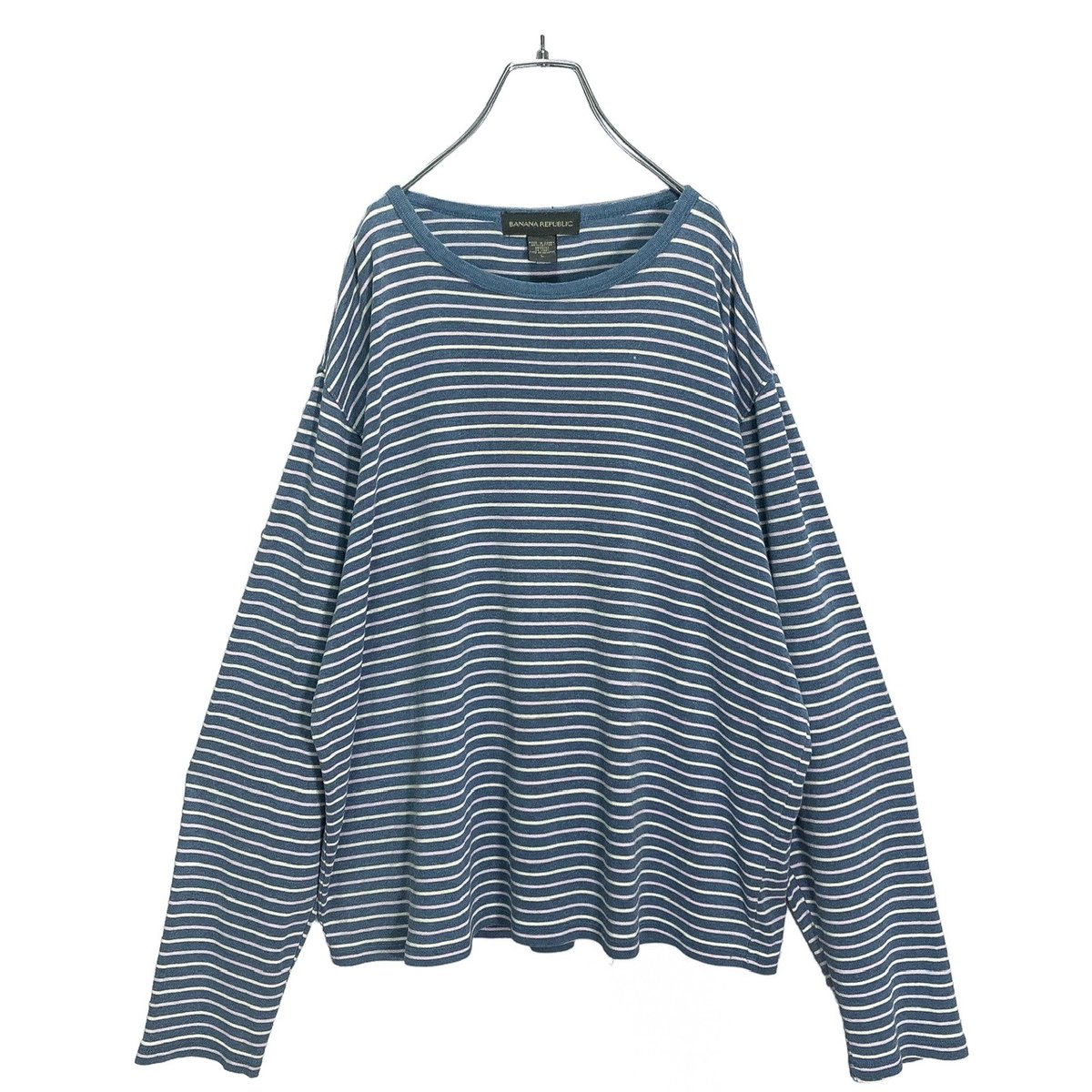 90s BANANA REPUBLIC L/S multicolored border Tee