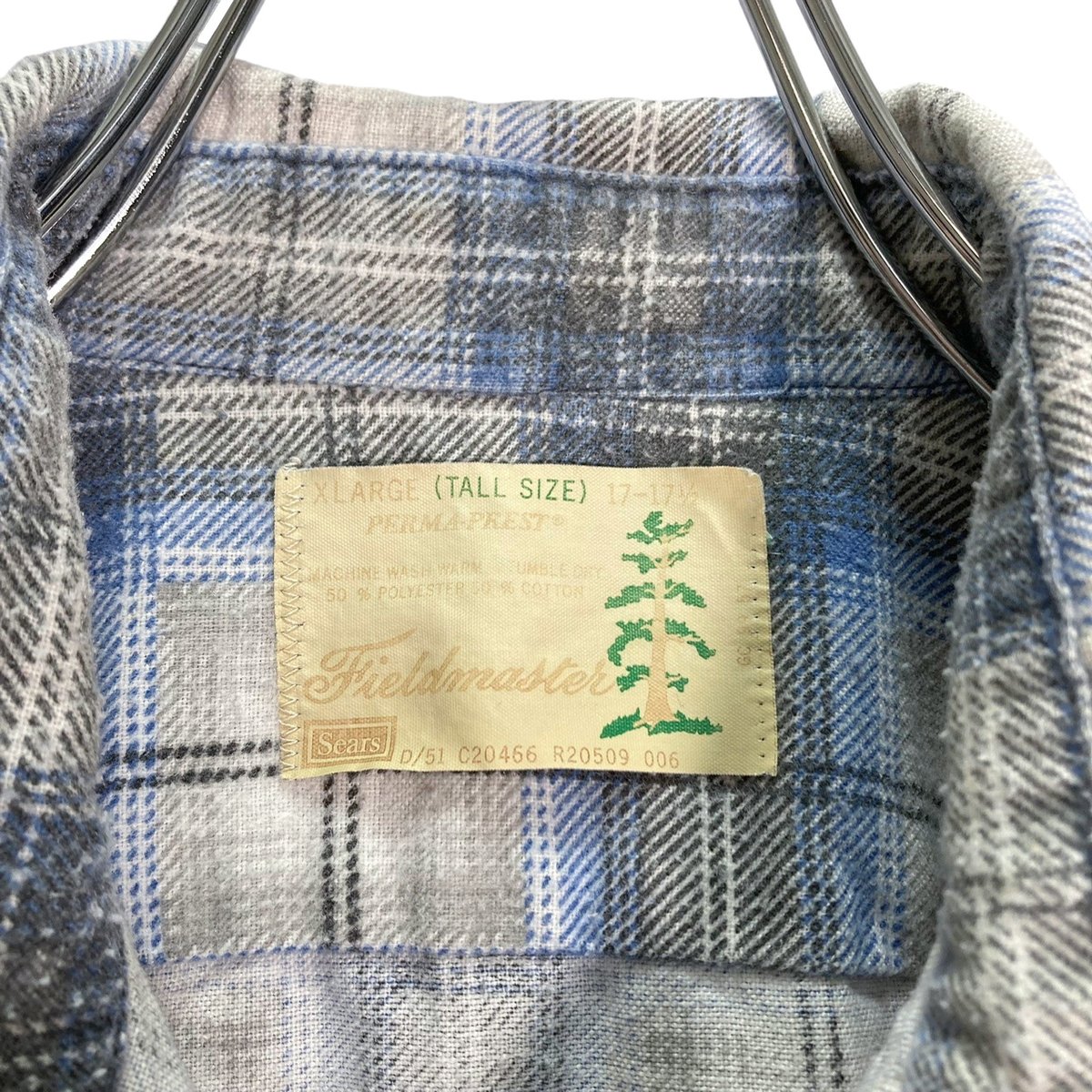 70s Sears Fieldmaster L/S print check nel shirt