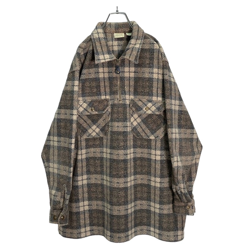 90s ST.JOHN'S BAY L/S half zip check nel shirt