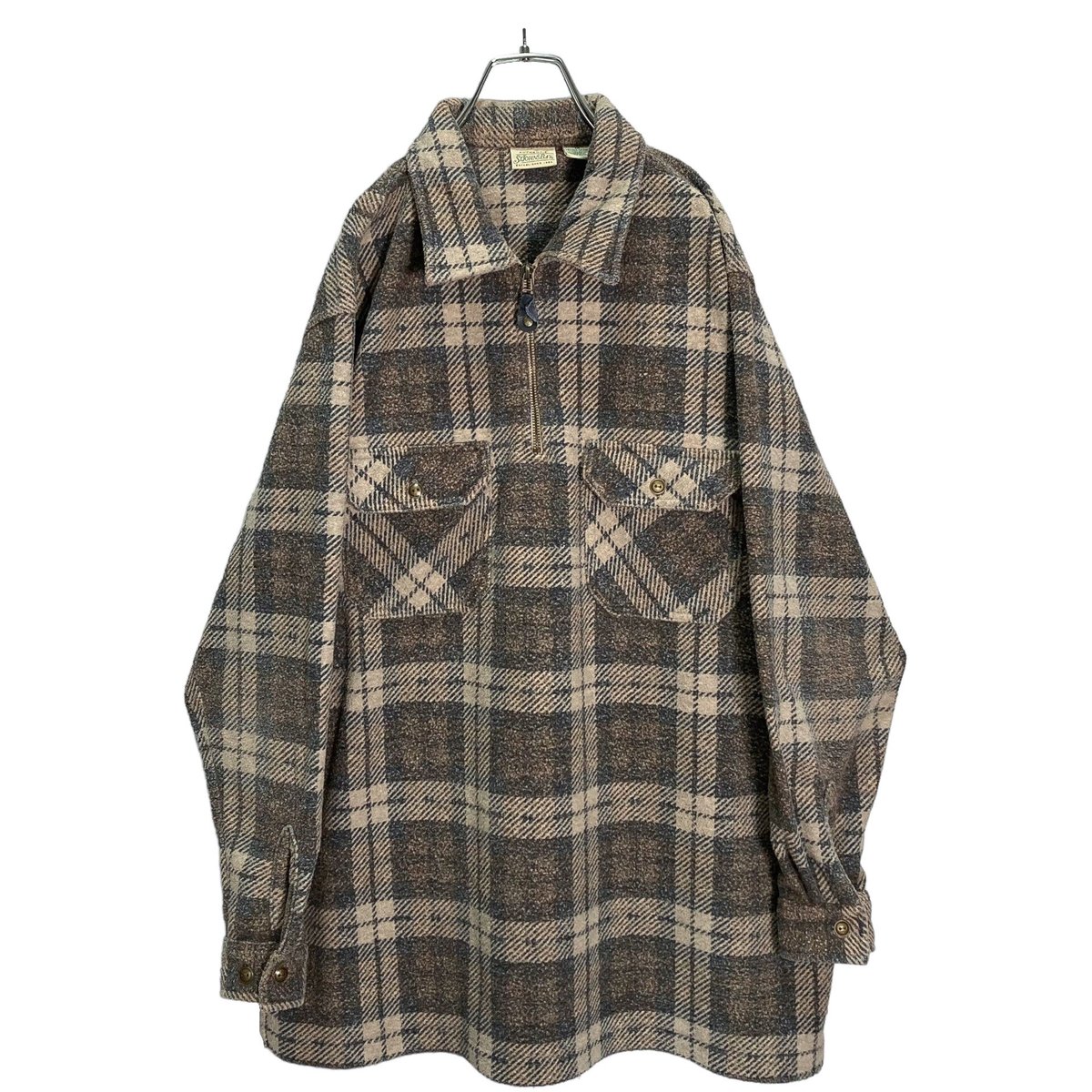 90s ST.JOHN'S BAY L/S half zip check nel shirt 90s ST.JOHN'S BAY L/S half zip check nel shirt