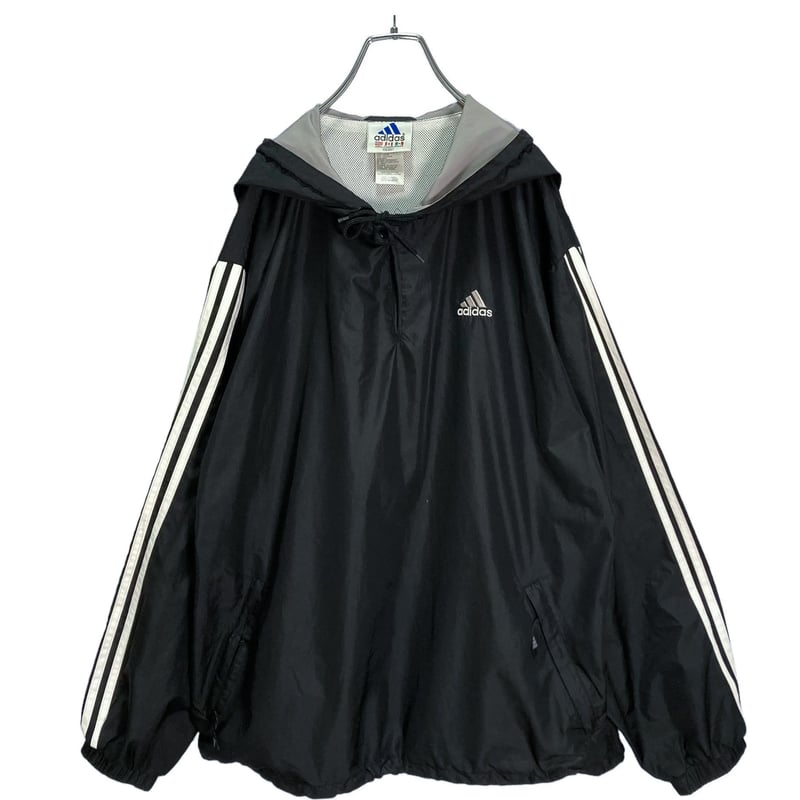 90s adidas L/S logo embroidered black anorak pa