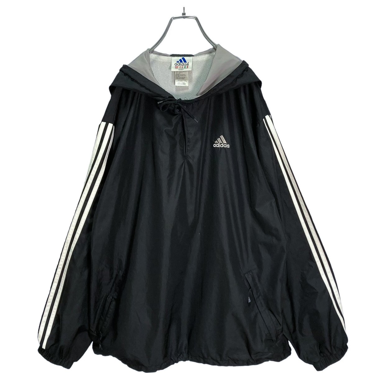 90s adidas L/S logo embroidered black anorak pa