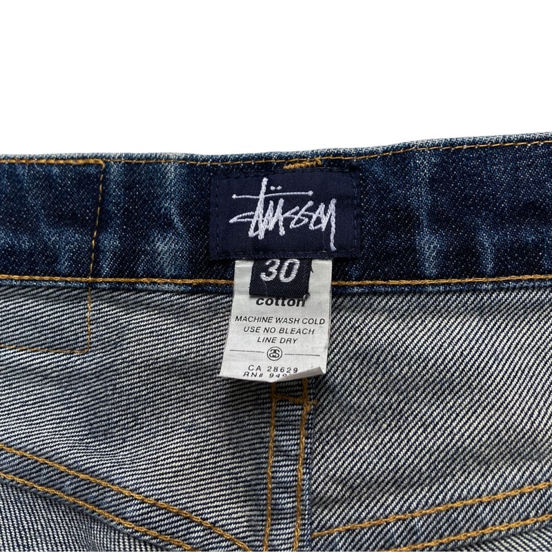 old stussy tapered denim pants 濃紺 Y2k 裏原 レア 90s オールド stussy 紺タグ USA製 デニム ワークパンツ