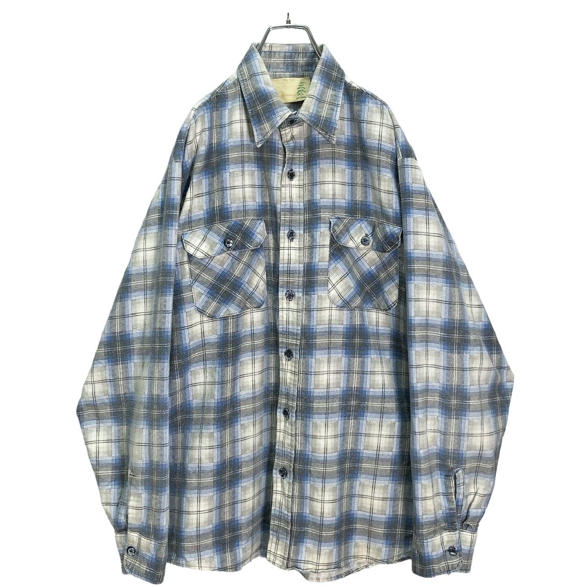 SEARS Field mster 80s 90s ブロックチェックネルシャツ 古着 90s USA製 FIELDMASTER 黒白 ブロック チェック プリント