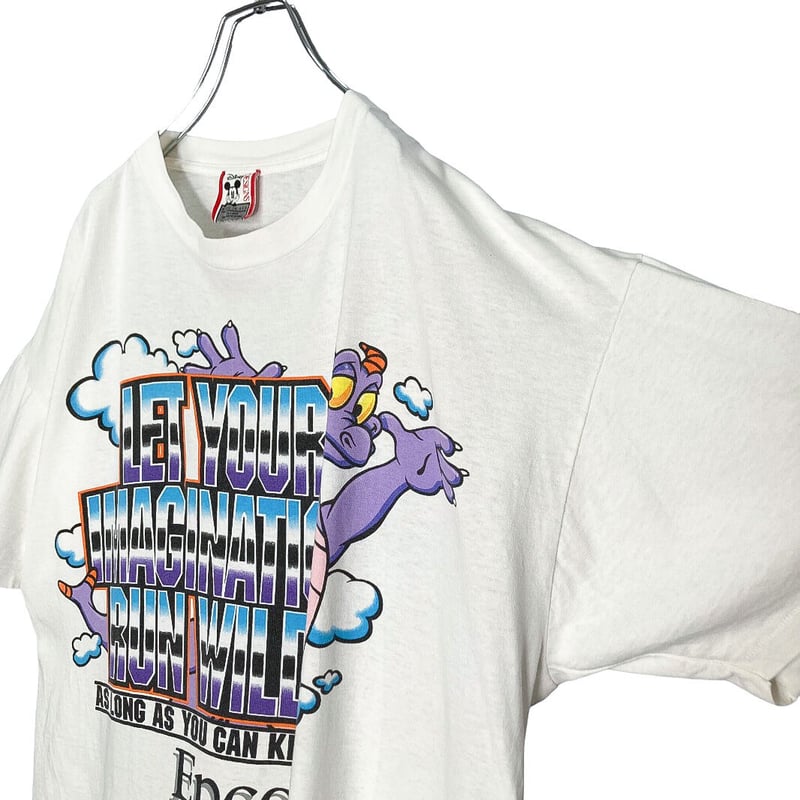 Disney vintage リンクプリント　Tシャツ　figment 80年代 80s ディズニー フィグメント アメリカ製 白 ホワイト