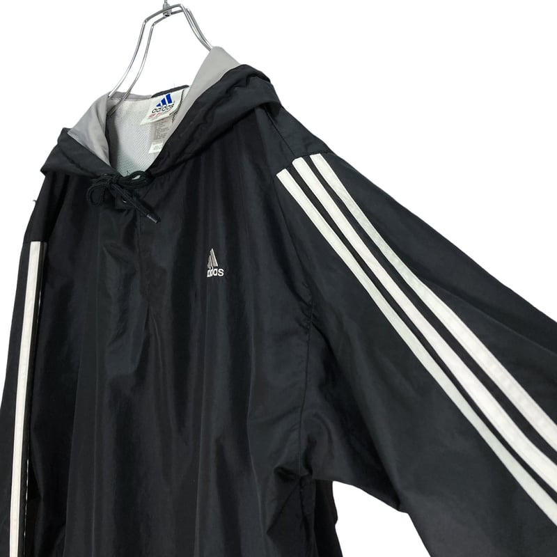 90s adidas L/S logo embroidered black anorak pa