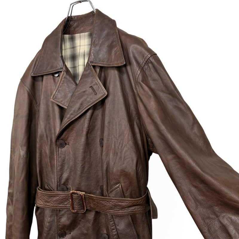 90s French agnes b. HOMME calf leather brown co