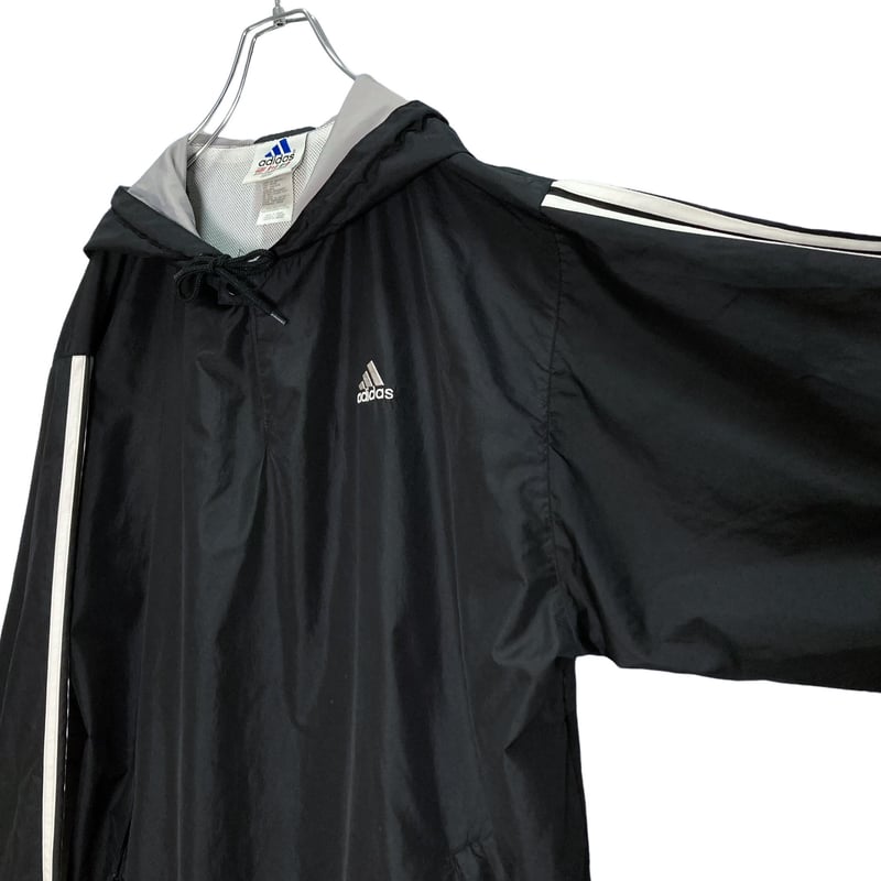 90s adidas L/S logo embroidered black anorak pa