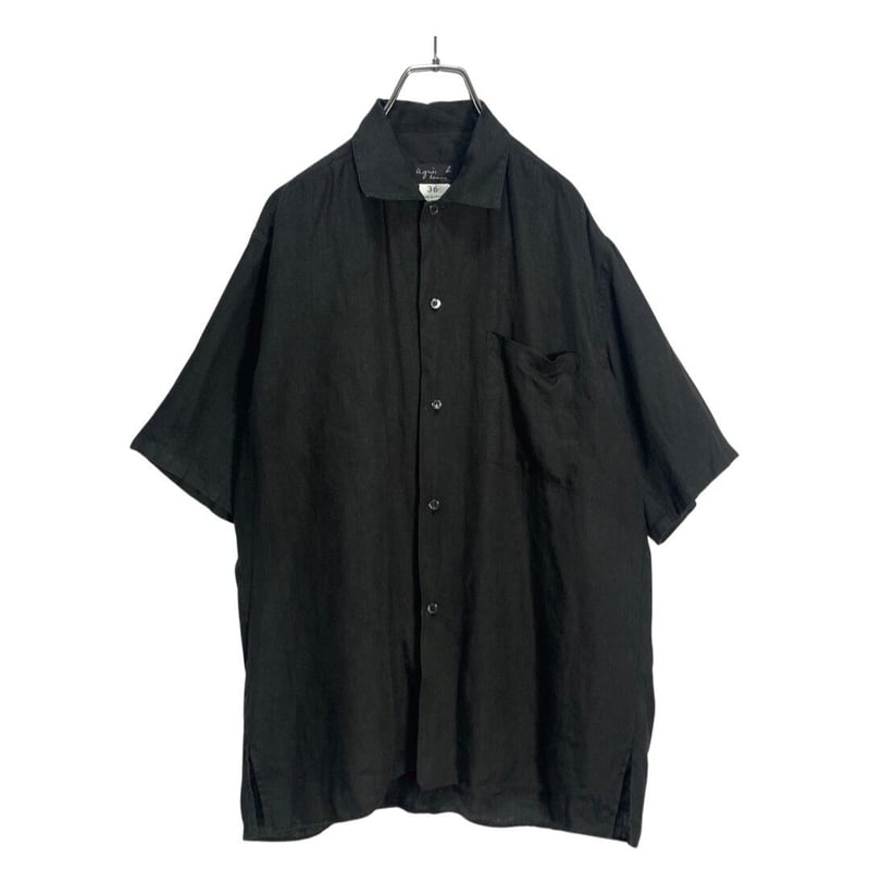 agnes b. homme S/S Black linen shirt | 無無